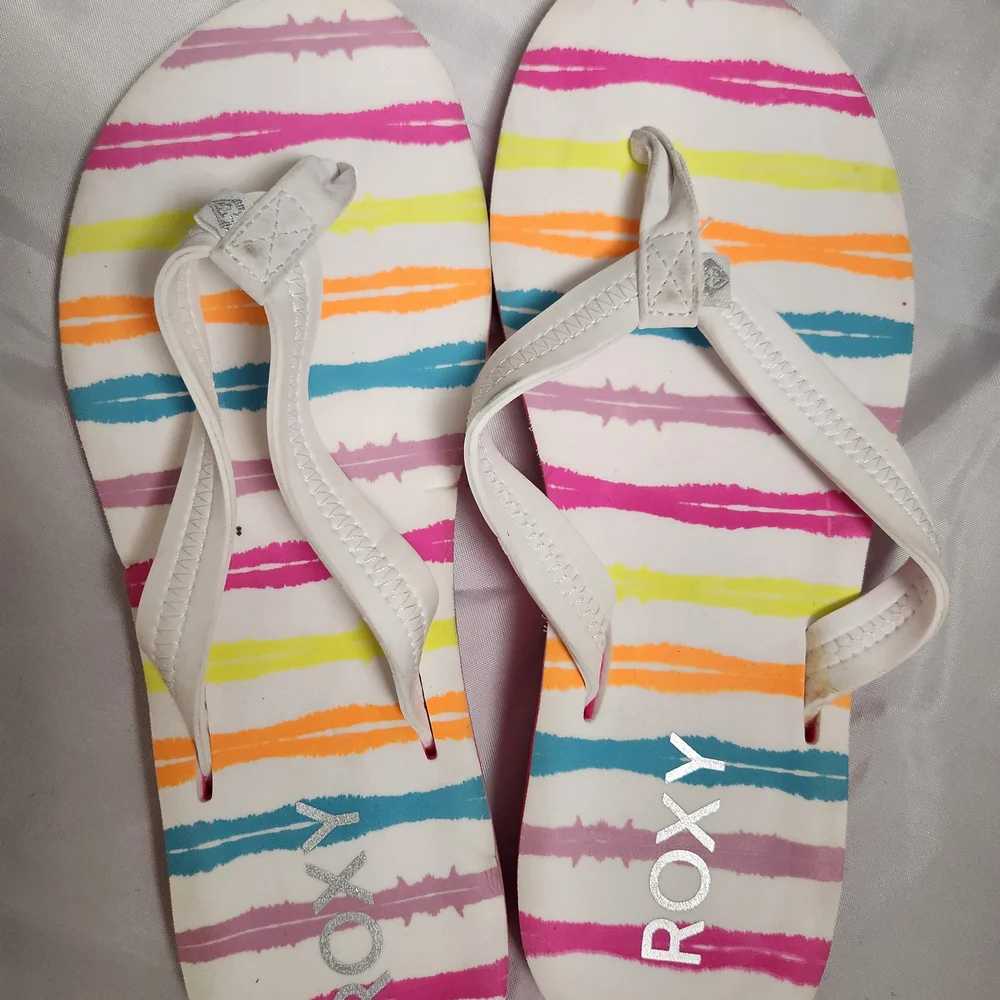 Roxy Colorful Striped Sandals with White Straps - Picture 2 of 4